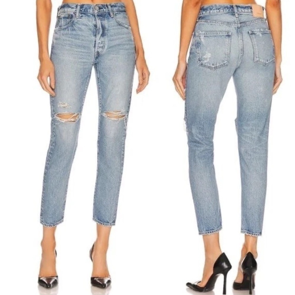 Moussy Vintage Humphrey's Tapered-Hi Distressed Jeans Blue 23 NWT 540FAC11-2240